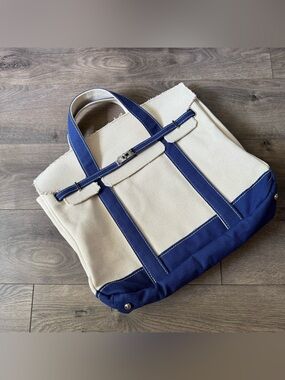 Sunwin Women's navy blue Cotton Canvas large Tote Handbag